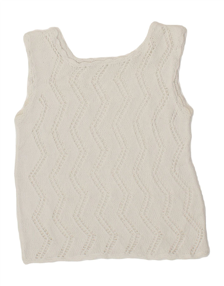 VINTAGE Womens Crop Vest Tank Top UK 12 Medium White Vintage Vintage and Second-Hand Vintage from Messina Hembry 