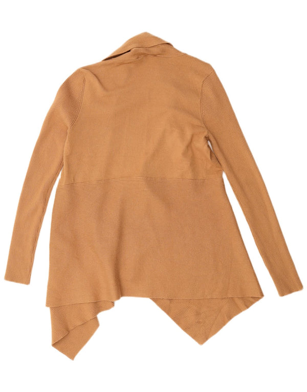 Zara Femme Cardigan Ouvert Asymétrique Pull UK 10 Petite Viscose Marron