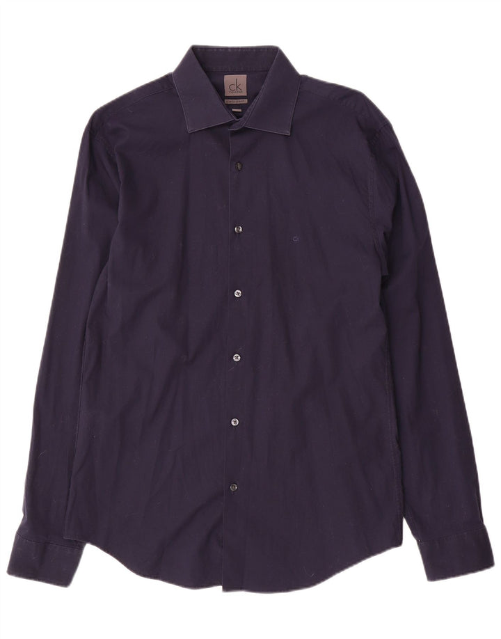 Calvin Klein Chemise slim pour homme Taille 40 15 3/4 Bleu marine moyen