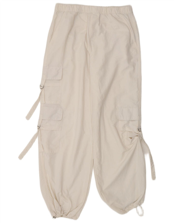 Zara Pantalon Cargo Joggers Femme Petit W28 L30 Blanc Polyamide