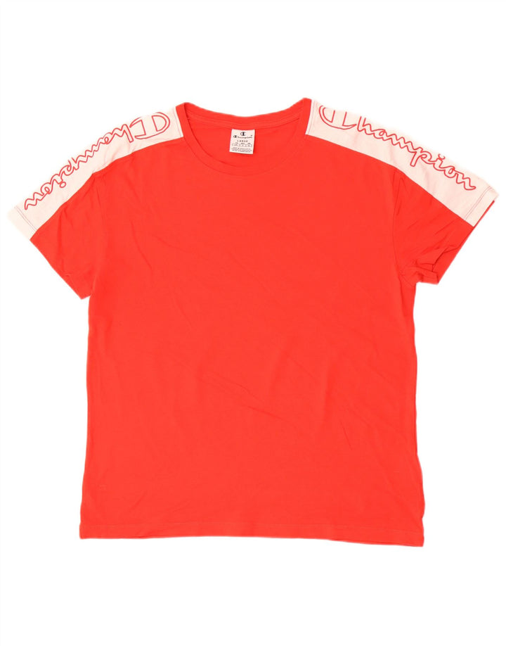 Champion T-Shirt Graphique Homme Large Rouge Colourblock