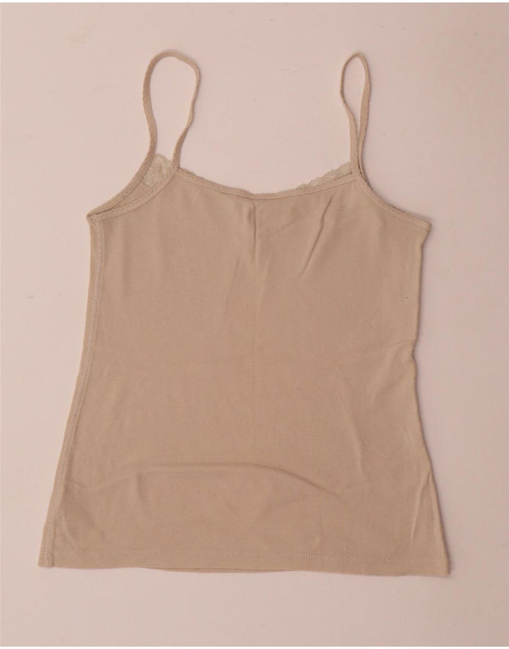 Tommy Hilfiger Cami Top Femme UK 12 Coton Beige Moyen