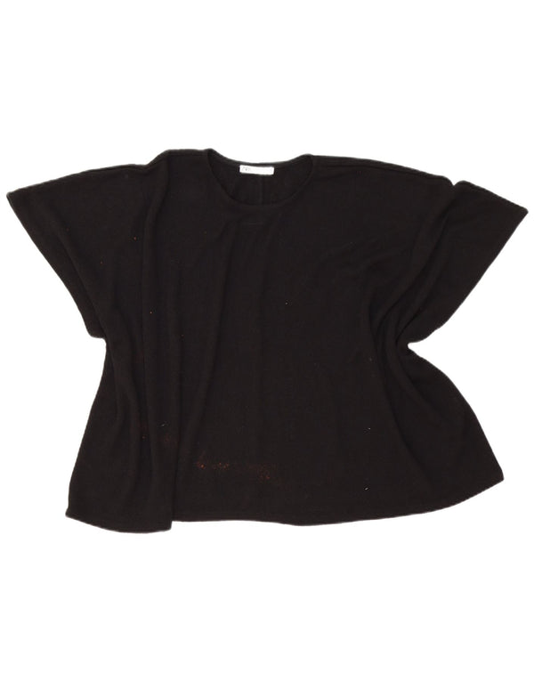 Zara Femme Poncho Blouse Top UK 14 Medium Noir Viscose