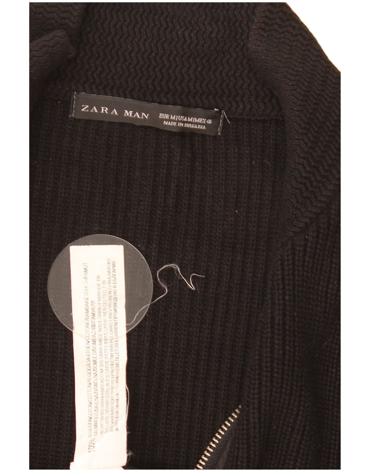 Zara Homme Cardigan Pull Moyen Noir Coton
