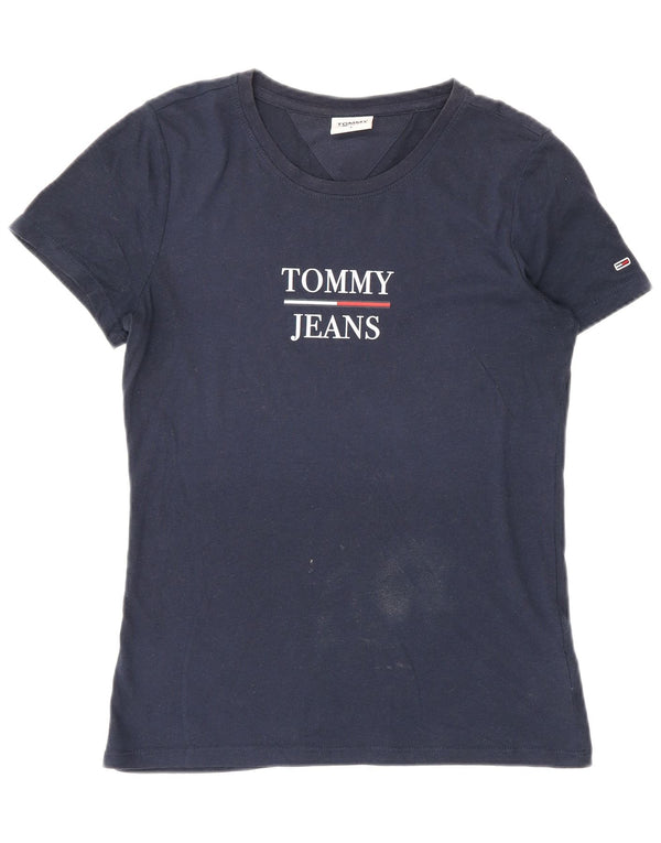 Tommy Hilfiger T-shirt graphique pour femme UK 10 Small Bleu marine Coton