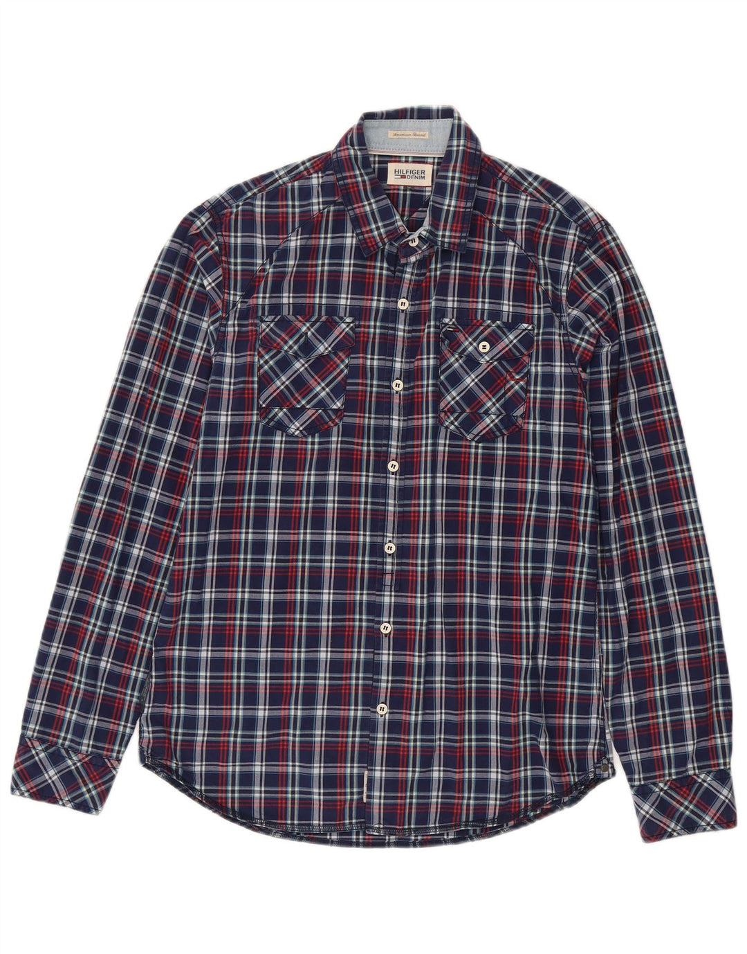Tommy Hilfiger Chemise Homme Bleu Marine Moyen Carreaux Coton