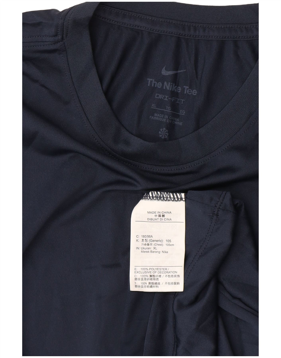 Nike Hommes Dri Fit T-Shirt Haut XL Bleu Marine Polyester