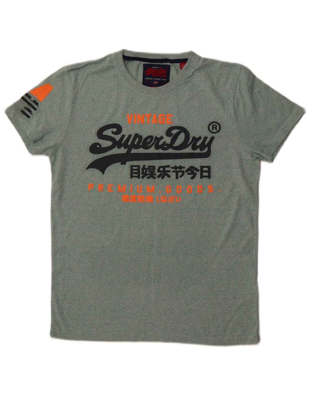 SUPERDRY T-Shirt Graphique Homme Vert Moyen Moucheté Coton