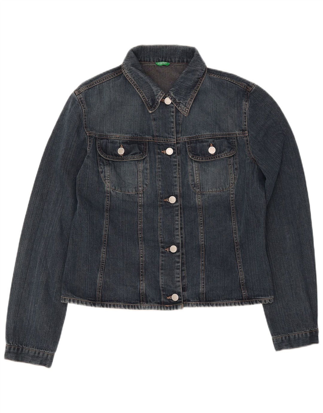 BENETTON Veste en jean courte pour femme UK 16 Grand coton bleu