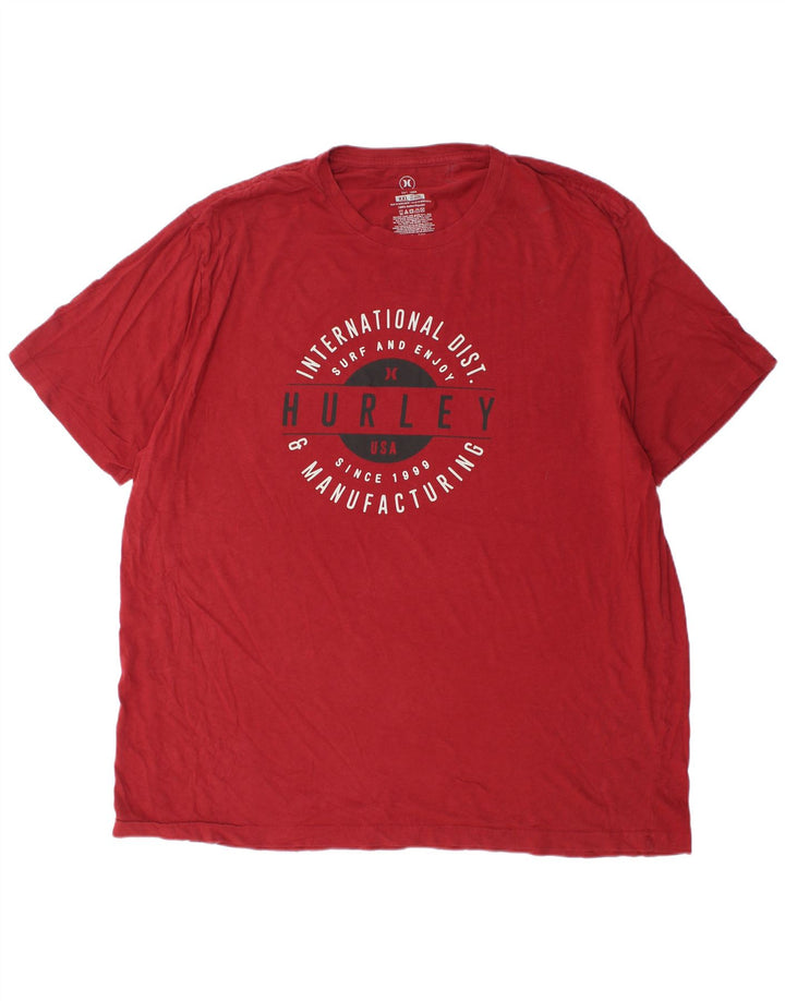 HURLEY T-Shirt Graphique Homme Top 2XL Rouge Coton