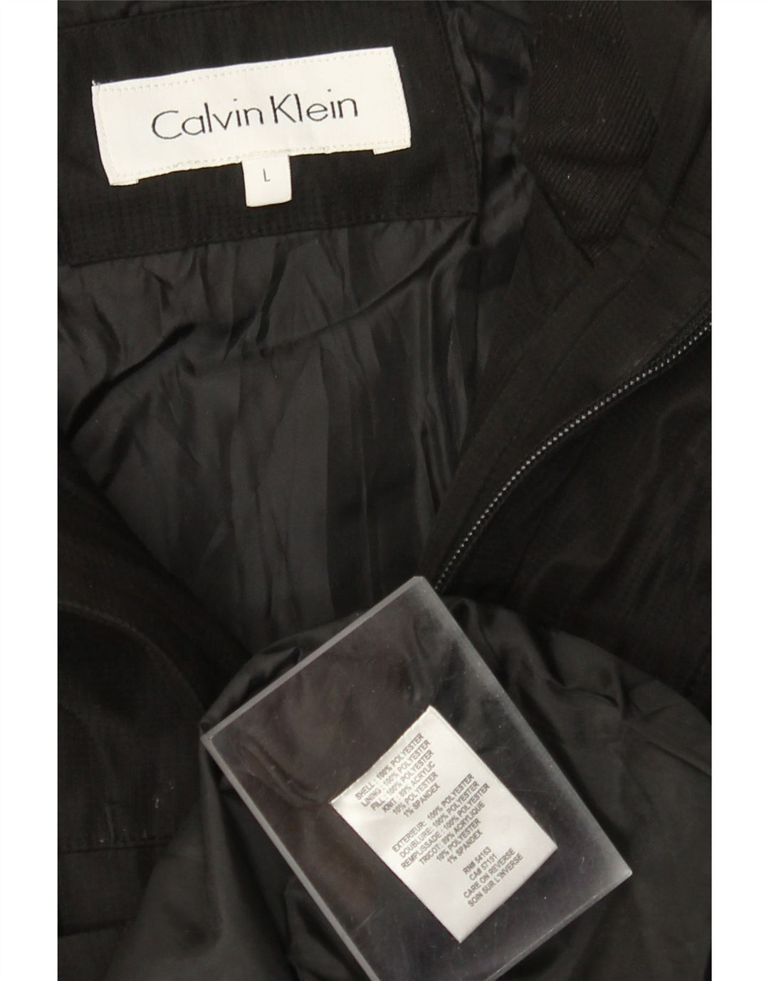 Calvin Klein Veste coupe-vent à capuche pour homme UK 40 Large Noir Polyester