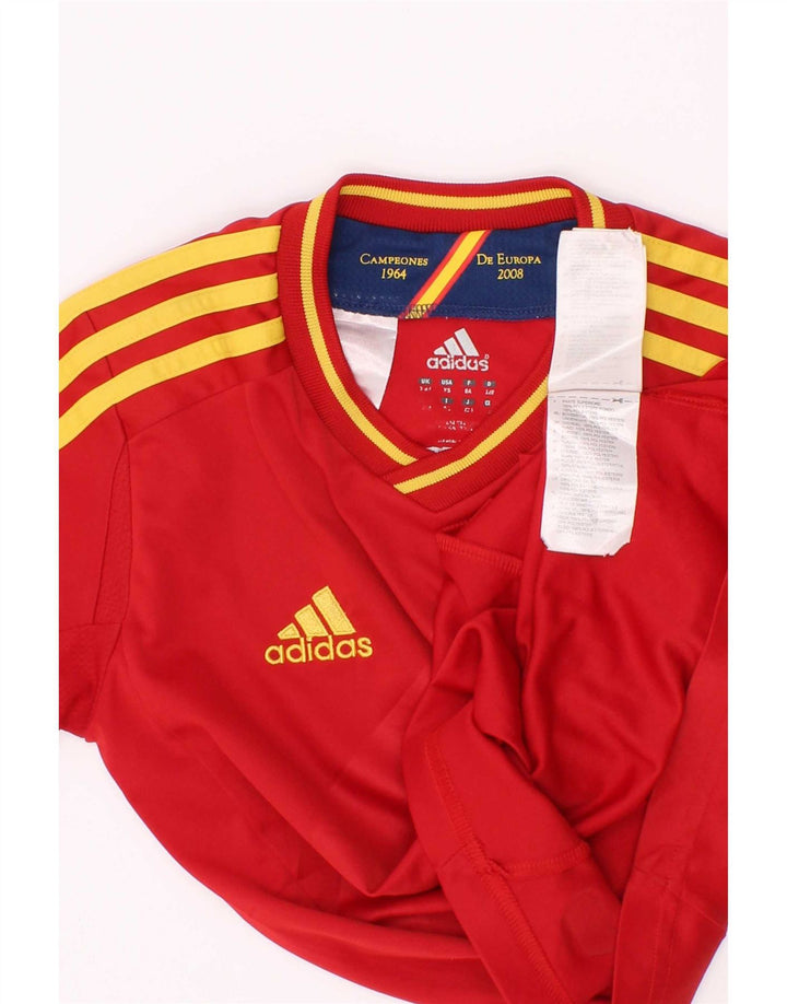 Adidas Garçon Climacool T-Shirt Top 7-8 ans Rouge Rayé Polyester