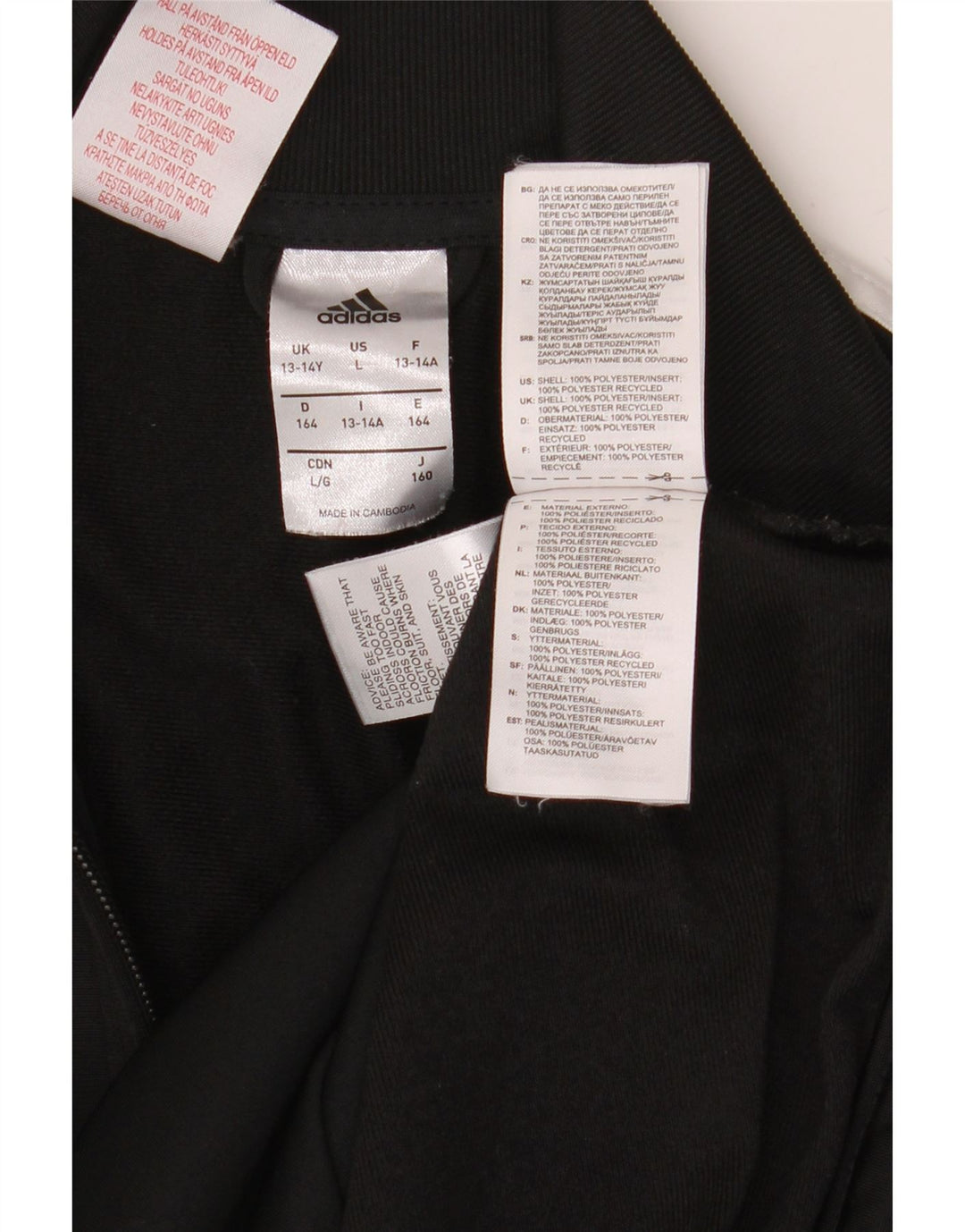 Veste de survêtement Adidas Garçon 13-14 ans Noir Polyester