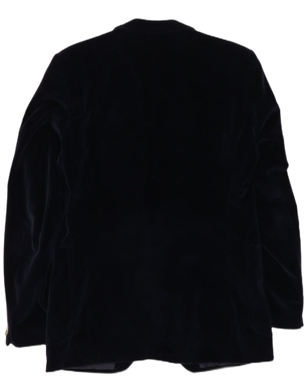 Vintage Veste blazer en velours à 2 boutons pour homme UK 38 Bleu marine moyen