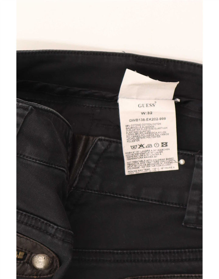 Guess Pantalon Capri Femme W32 Large Noir Coton