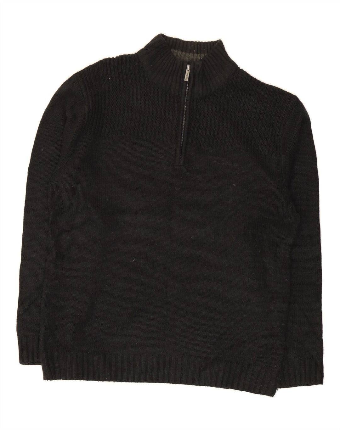 PIERRE CARDIN Mens Zip Neck Jumper Sweater Medium Black Acrylic Vintage Pierre Cardin and Second-Hand Pierre Cardin from Messina Hembry 
