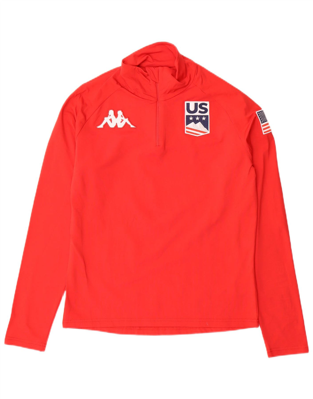 Kappa Haut de Survêtement Graphique à Col Zippé Homme Rouge Moyen Polyester