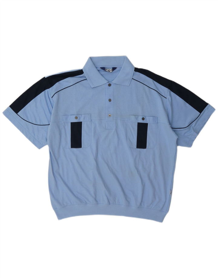 Polo Vintage Homme XL Bleu Colorblock