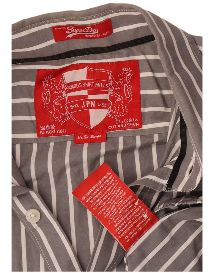 Superdry Chemise Homme 2XL Gris Pinstripe Cotton