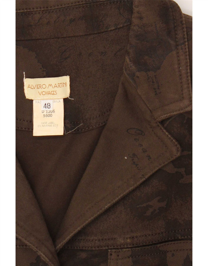 ALVIERO MARTINI Veste en Jean Graphique Femme IT 48 Large Marron Coton