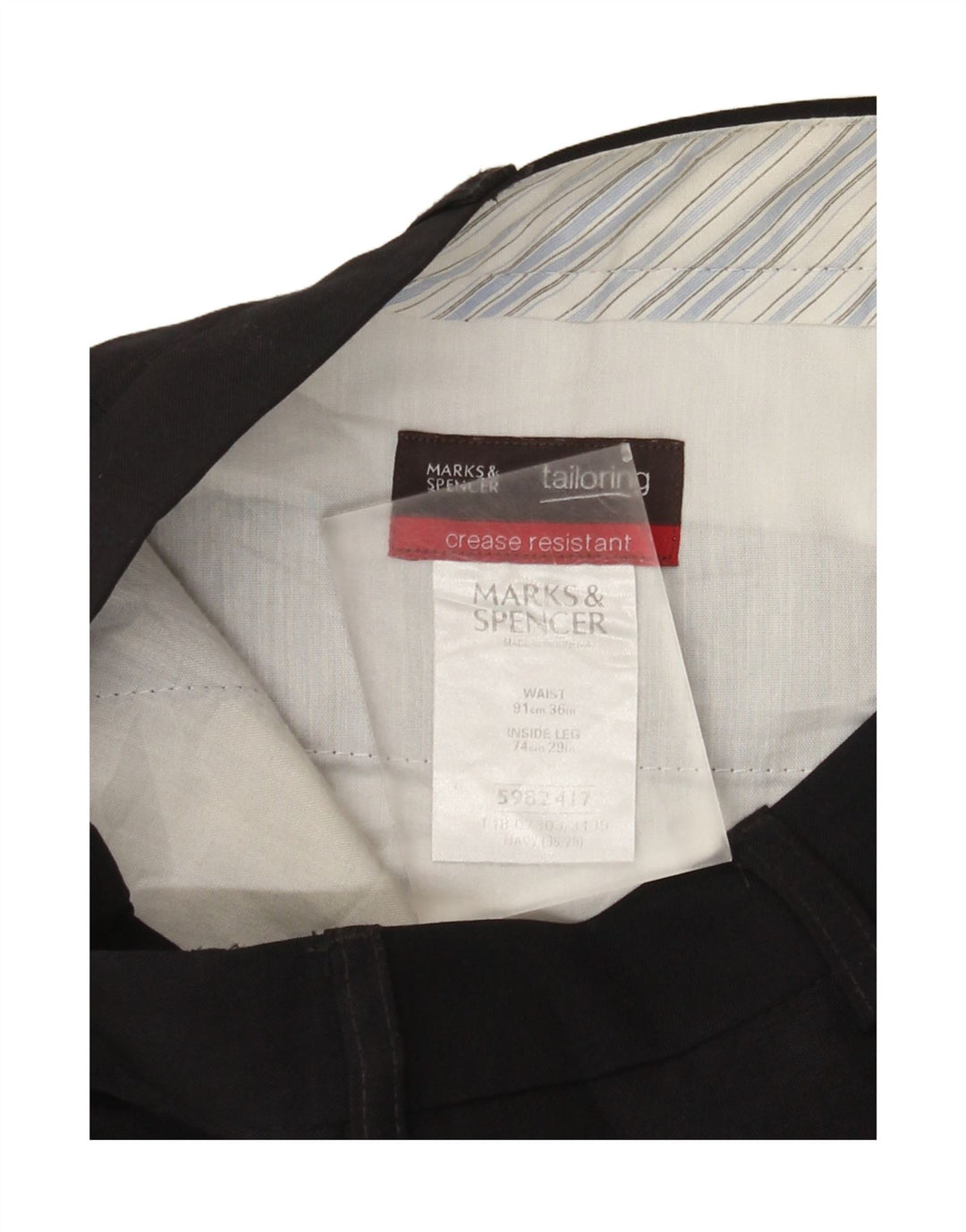 Marks & Spencer Pantalon de costume droit sur mesure pour homme W36 L29 Bleu marine