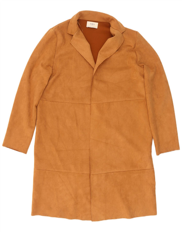 Zara Manteau ouvert en daim pour femme UK 18 XL Marron