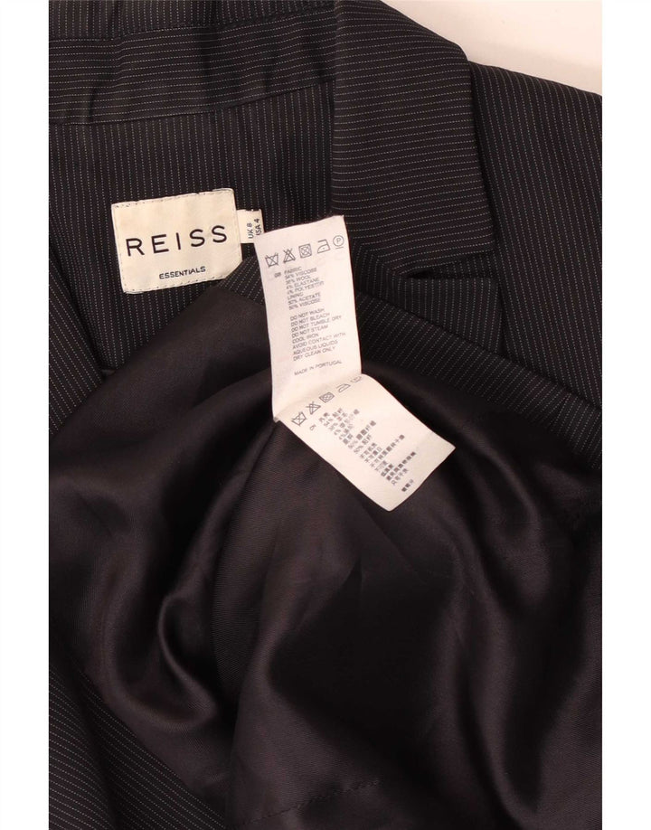Reiss Veste blazer 1 bouton pour femme UK 8 Petite viscose noire à fines rayures