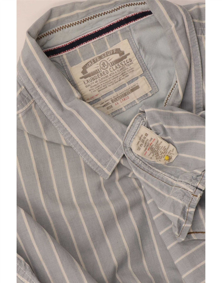 Chemise coupe classique White Stuff pour hommes 2XL en coton à fines rayures bleues