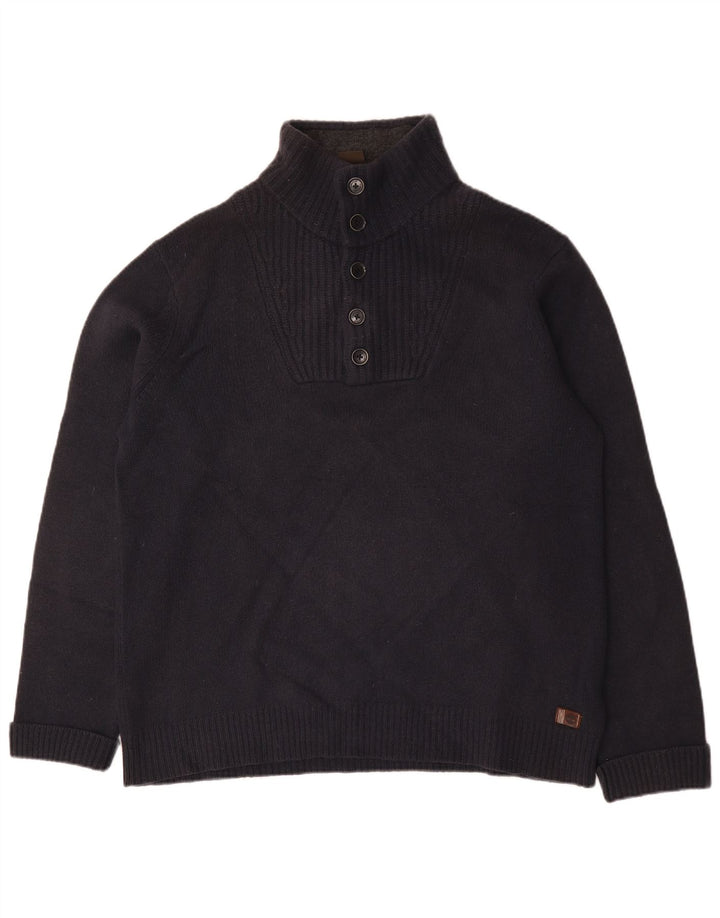 Timberland Pull à col boutonné pour homme 2XL en laine d'agneau bleu marine