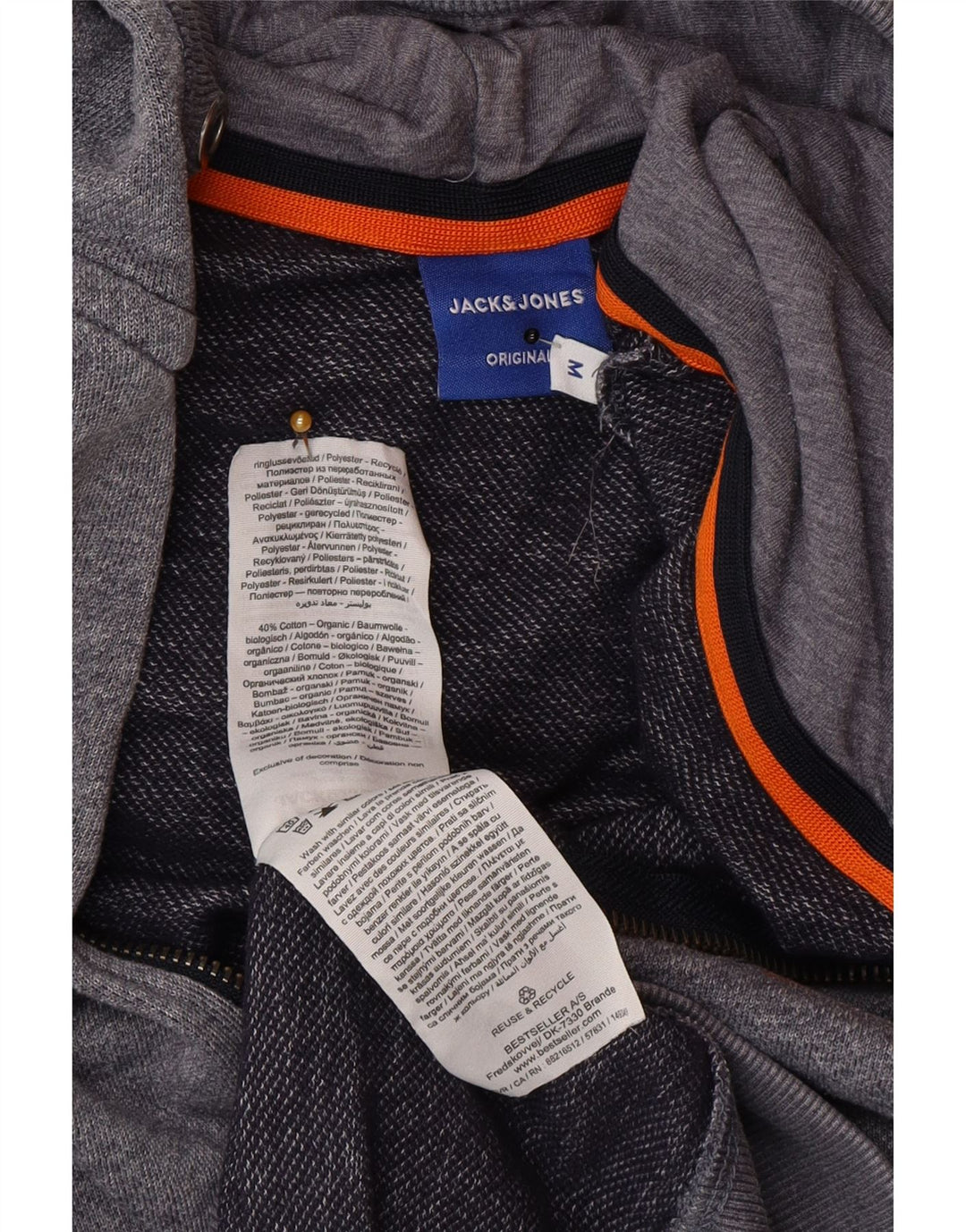 Jack & Jones Pull à Capuche Zippé Homme Gris Moyen Moucheté Polyester