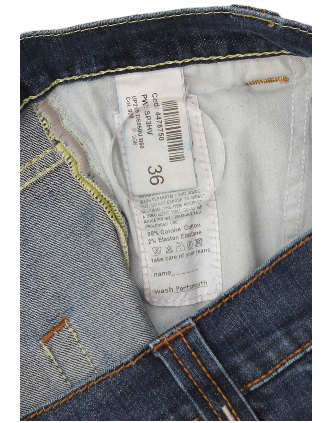 Dondup Jean Slim Homme W36 L34 Bleu Coton