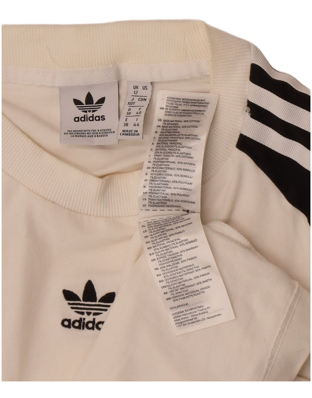 Adidas Haut à manches longues pour femme UK 12 Coton blanc moyen