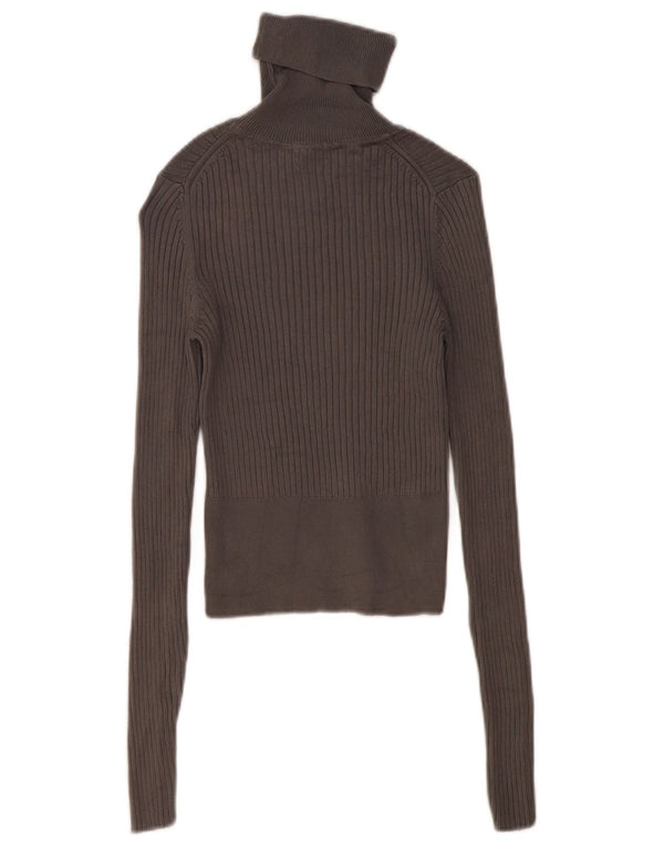 Zara Pull court à col roulé pour femme UK 10 Small Gris Viscose