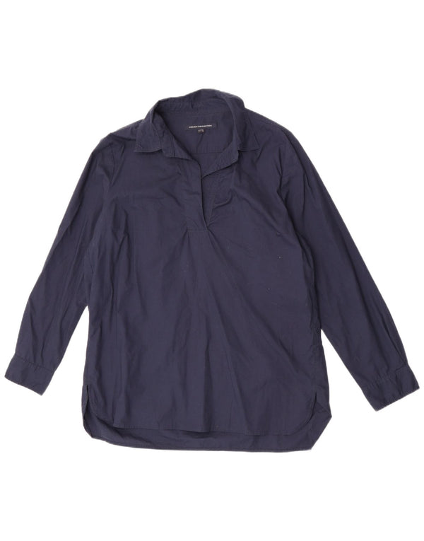 French Connection Chemise Pull Femme UK 14 Large Bleu Marine Coton