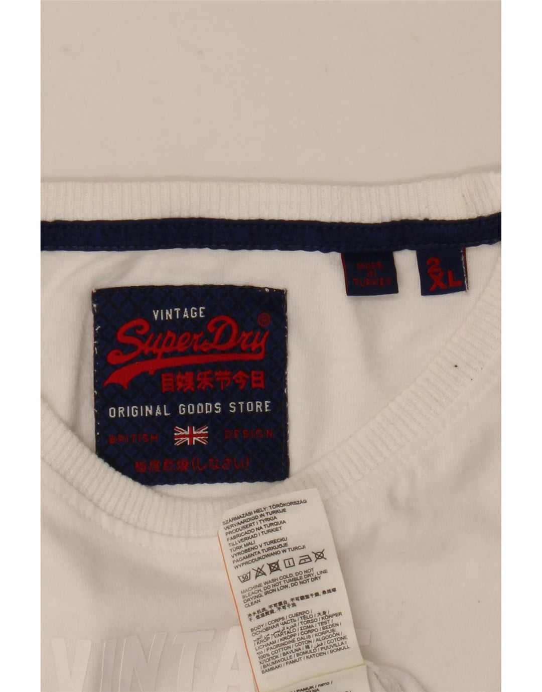 Superdry T-shirt graphique pour homme 2XL Blanc Coton