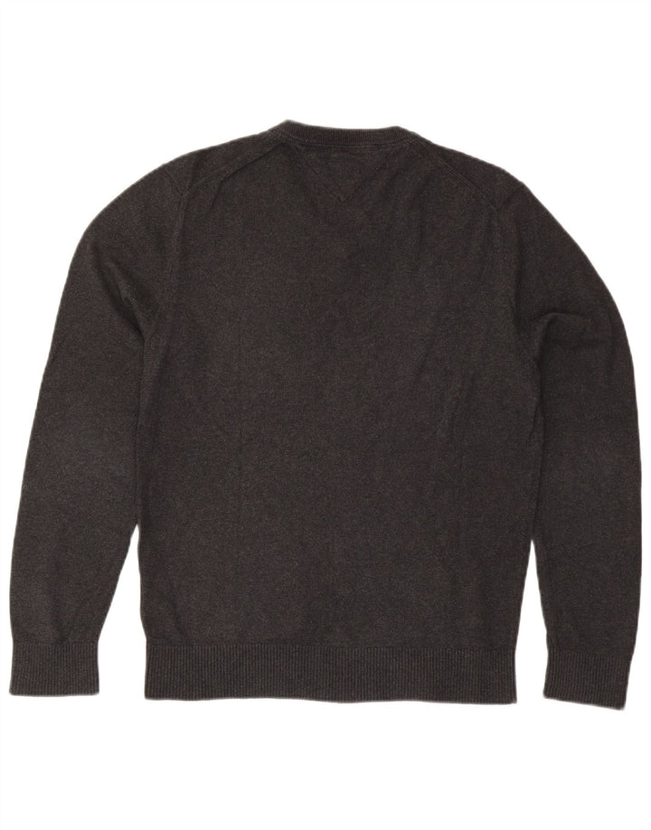 Tommy Hilfiger Pull Col V Homme Gris Moyen Coton