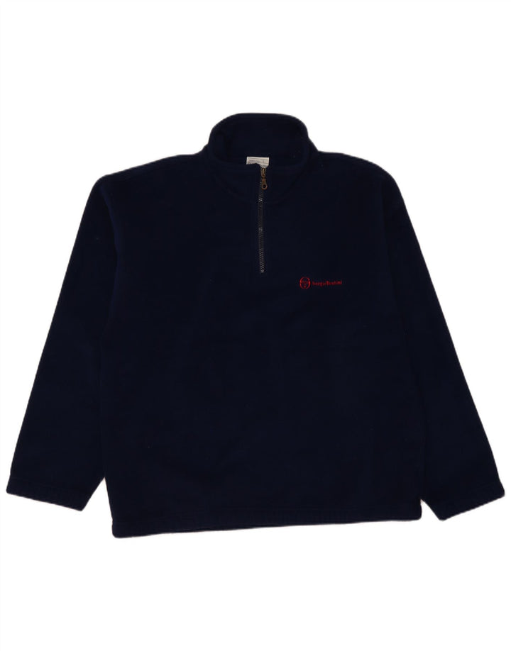 Sergio Tacchini Pull polaire à col zippé pour homme, grand, bleu marine, polyester