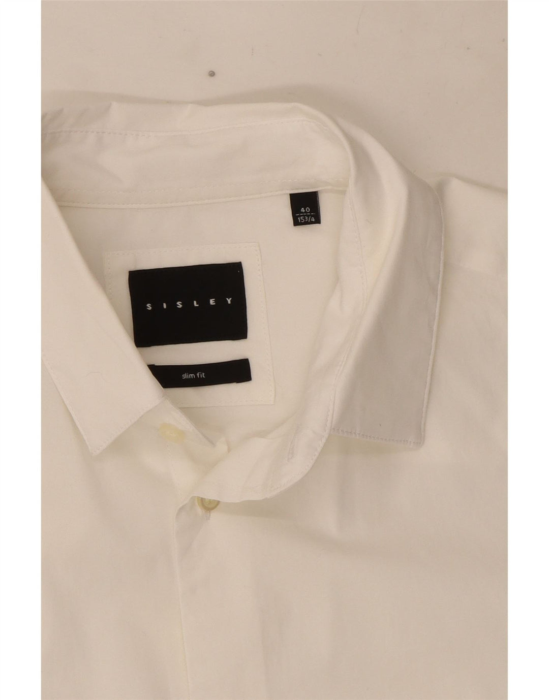 Sisley Chemise Slim Fit Homme Taille 40 15 3/4 Moyen Blanc