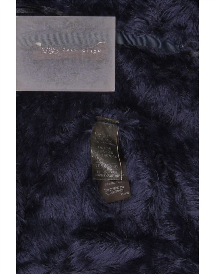 Marks & Spencer Veste surdimensionnée en fausse fourrure pour femme UK 10 Small Bleu marine