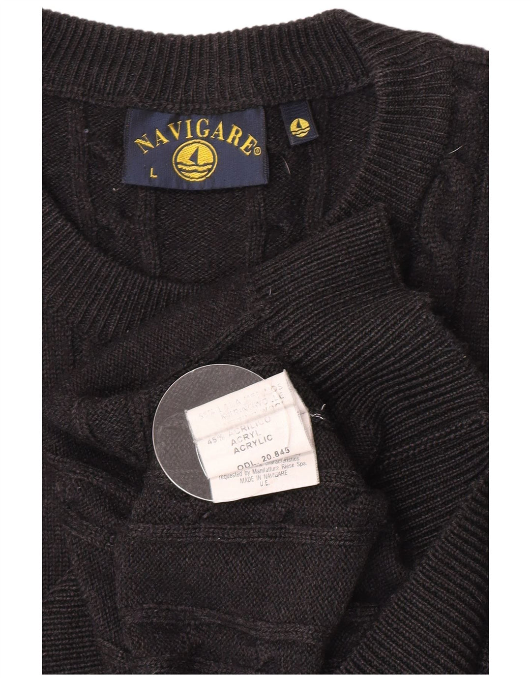 Navigare Pull à col rond pour homme en laine grise