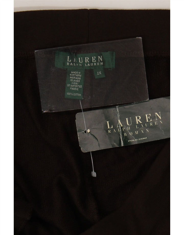 Ralph Lauren Pantalon de survêtement Capri pour femme 2XL en coton marron