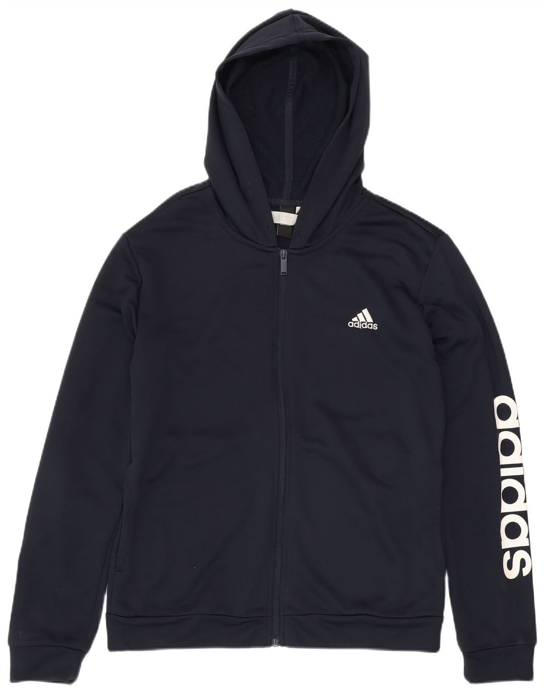 ADIDAS Pull à capuche zippé graphique pour femme UK 16/18 Large Bleu marine