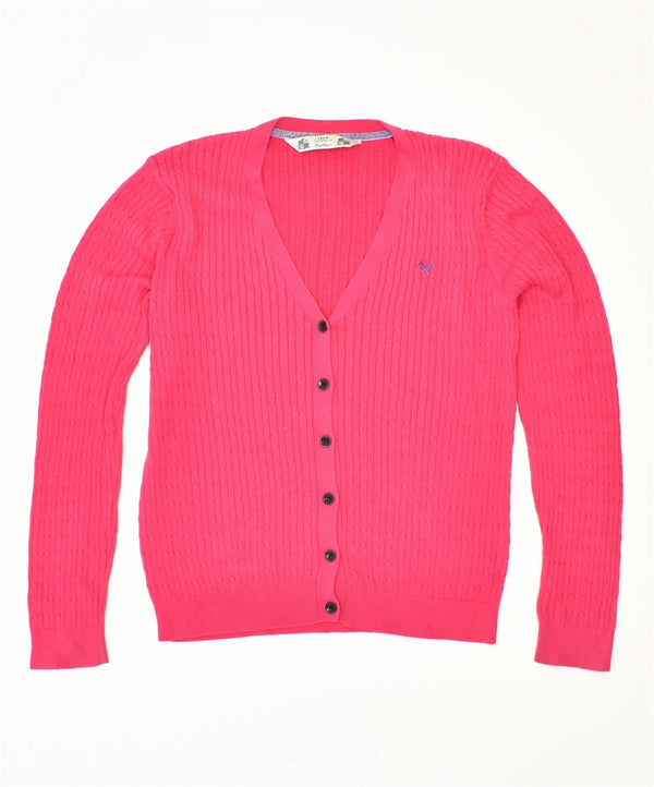 CREW CLOTHING Pull Cardigan Femme UK 14 Grand Coton Rose