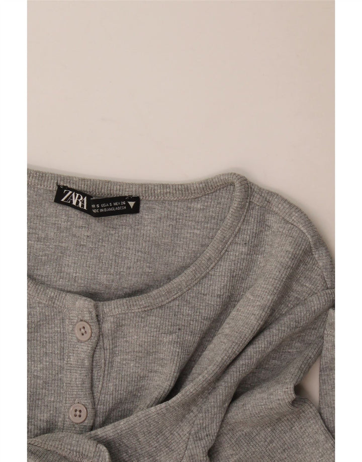 Zara Womens Crop Top UK 8 Petit Gris