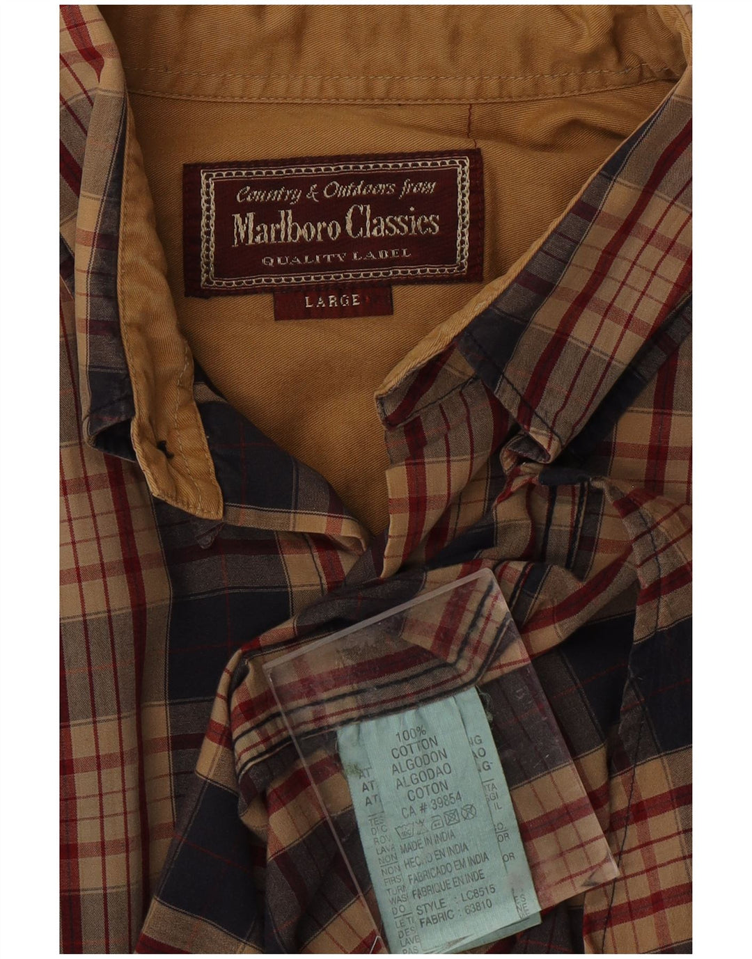 MARLBORO CLASSICS Chemise en flanelle pour homme en coton à carreaux marron