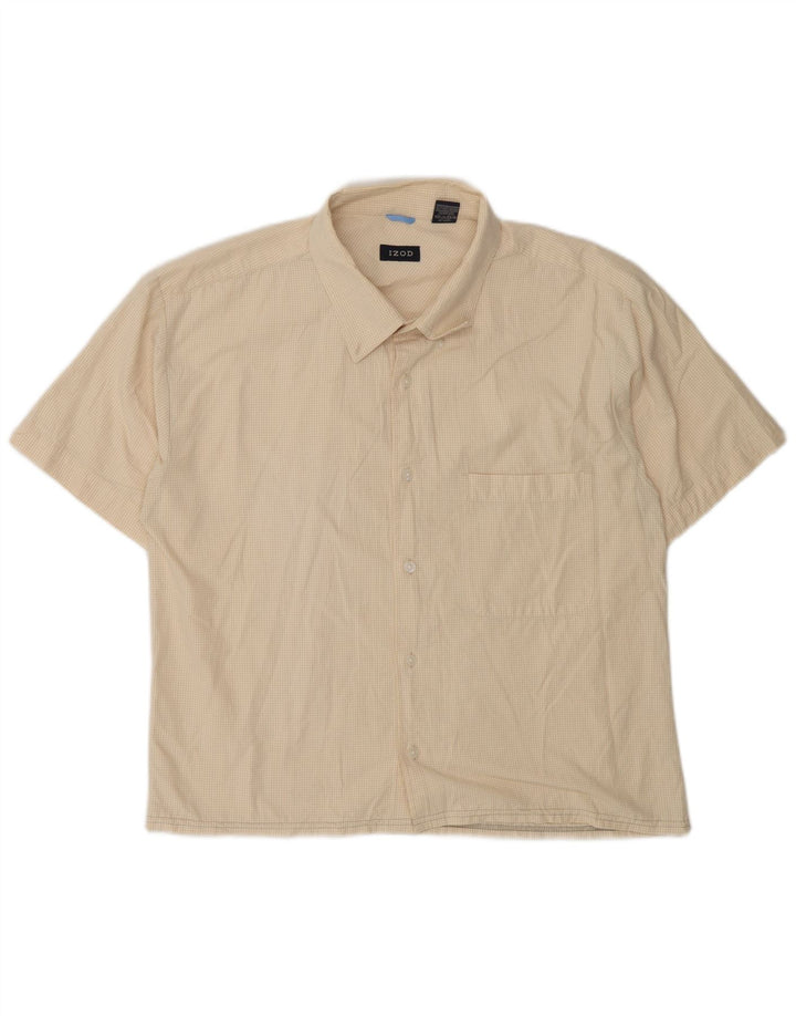 Izod Chemise à manches courtes pour homme 2XL en coton vichy beige