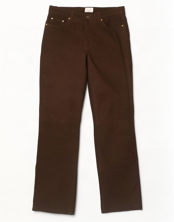 Spieth & Wensky Pantalon droit en cuir pour homme EU 48 Medium W32 L33 Marron