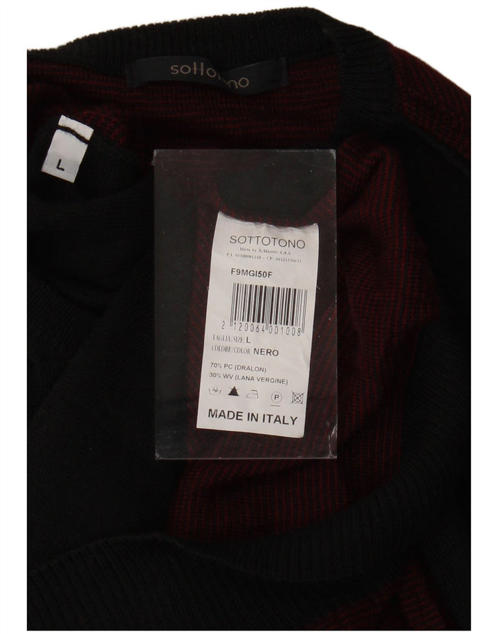 Sottotono Pull col rond pour homme en acrylique noir à losanges/diamants