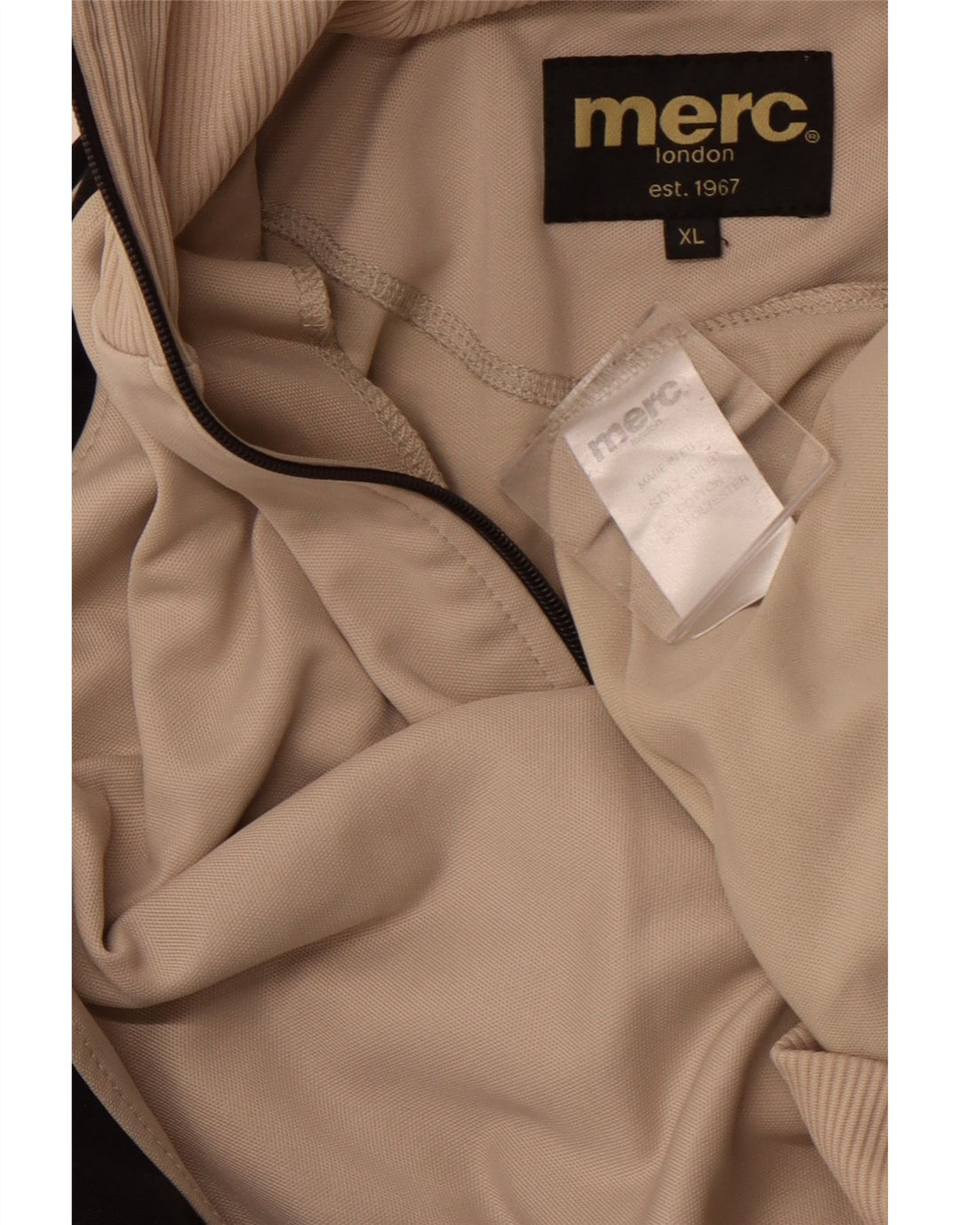 MERC Veste de survêtement graphique pour homme XL en coton color block beige