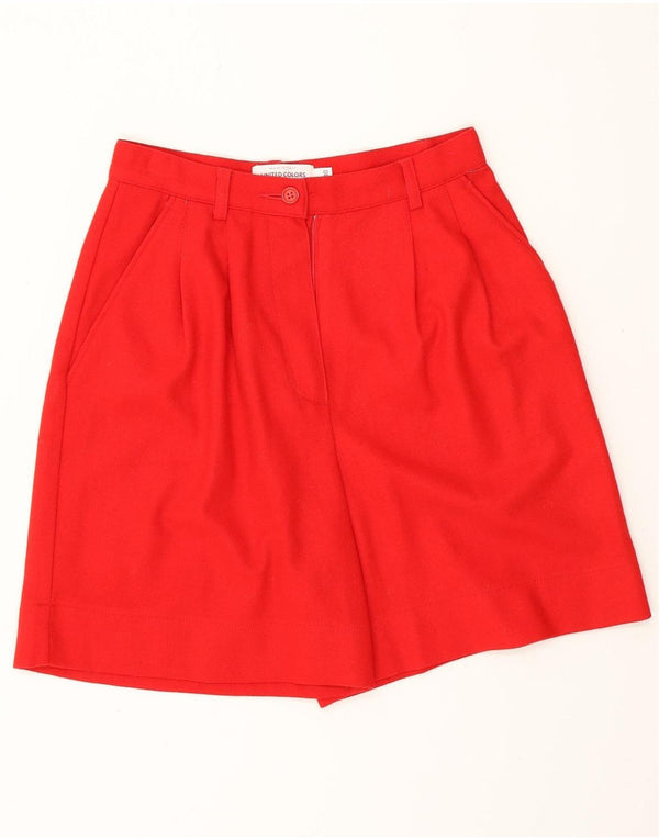 BENETTON Short décontracté taille haute pour femme IT 40 Small W24 laine rouge